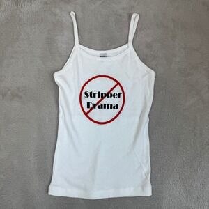 Y2K Bella SFC Stripper Drama Tank Top Womens Small White Cami Spaghetti Strap